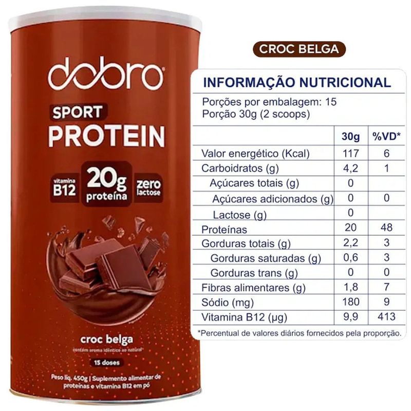 sport protein dobro proteína vegetal em pó sabor chocolate belga 450g