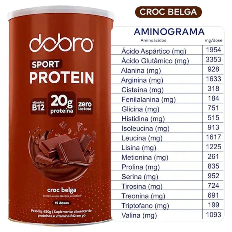 sport protein dobro proteína vegetal em pó sabor chocolate belga 450g