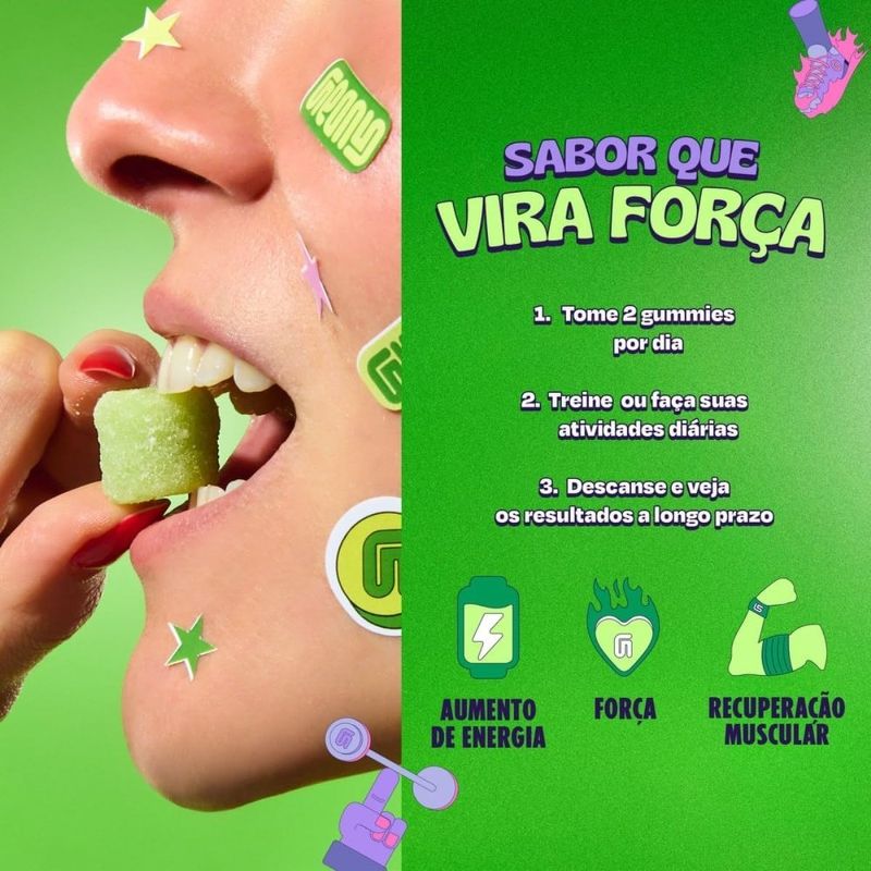 creatina em gummies sabor limão guday 60 gomas