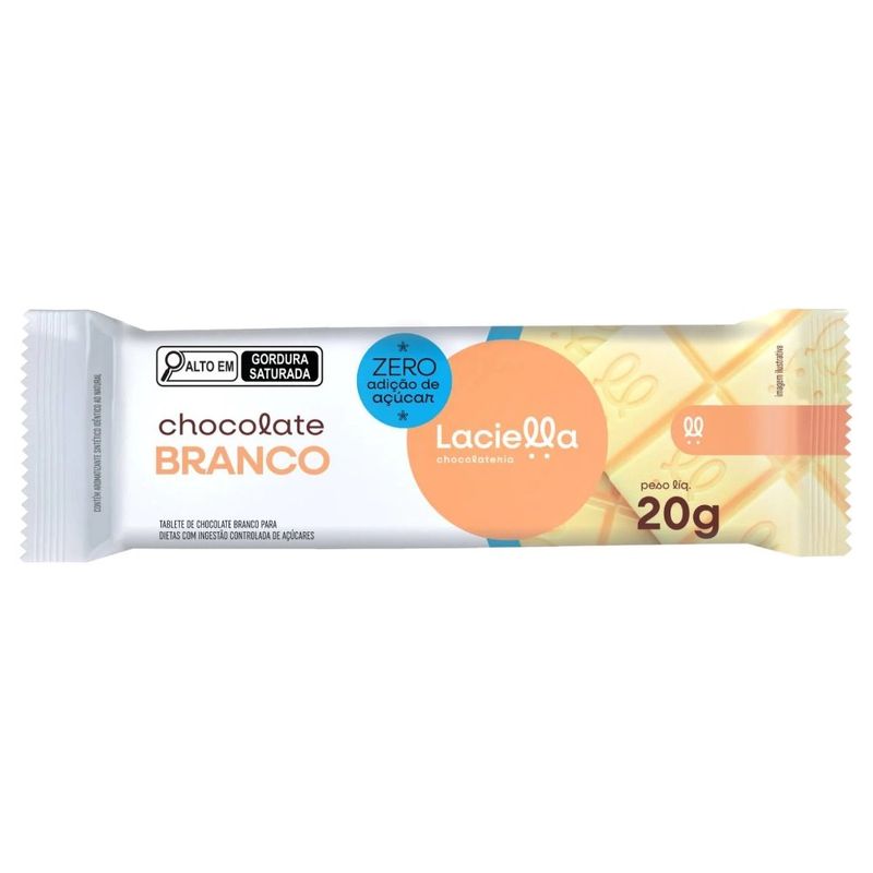 chocolate branco laciella zero açúcar 20g