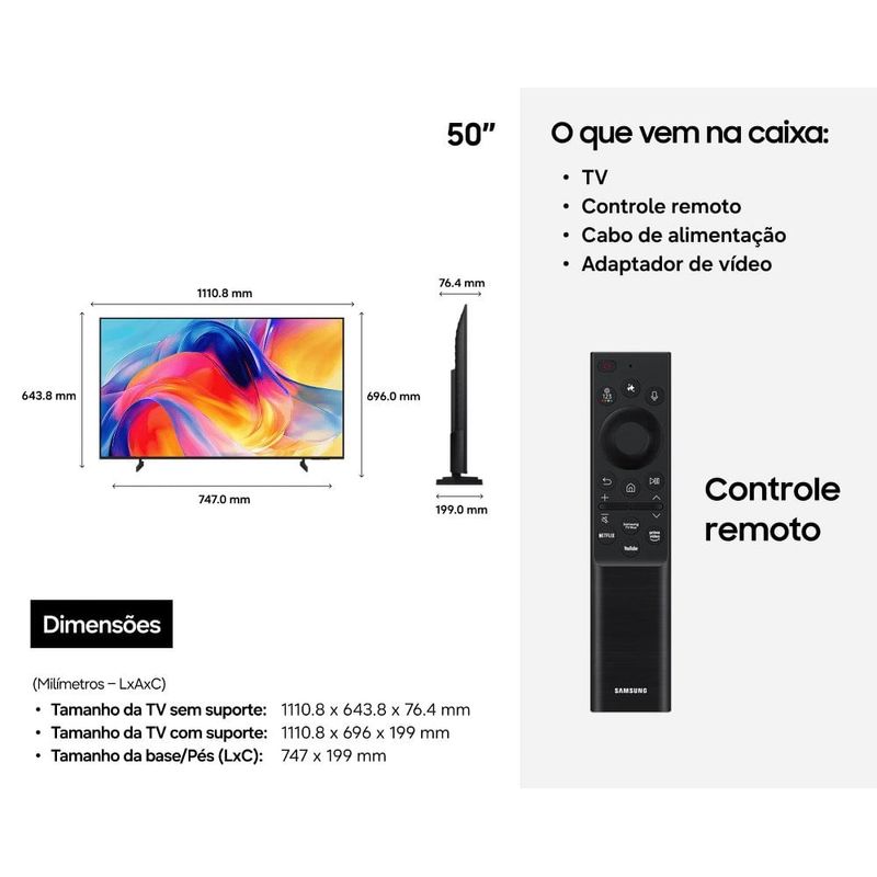 smart tv 4k 50" mini led samsung un50m75hagxzd