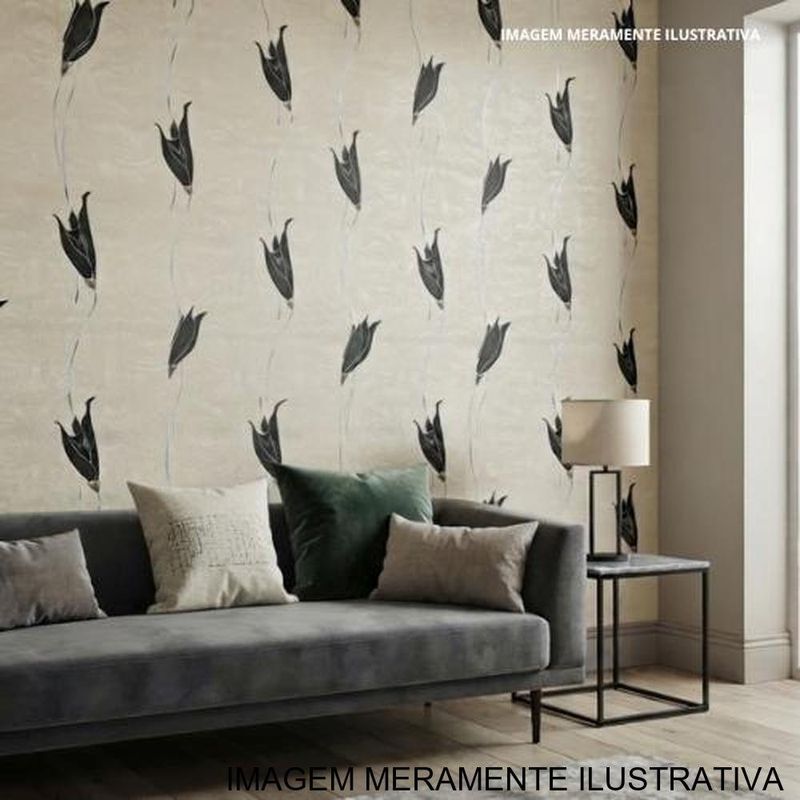 papel de parede divina commedia black flower 50x1000cm (mp)