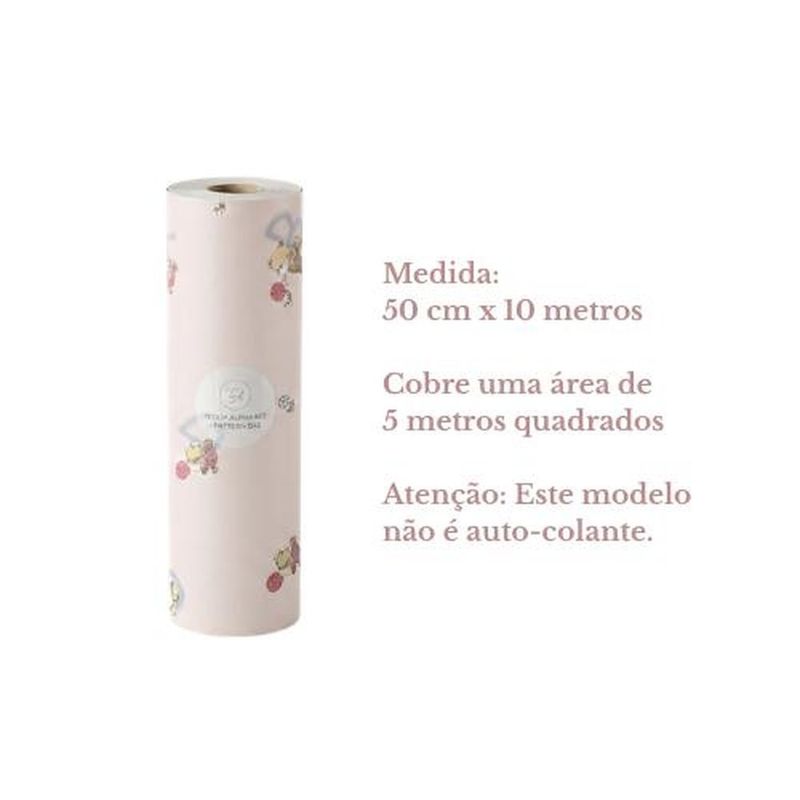 papel de parede ursinhos kawayi rosa claro 50x1000cm (mp)