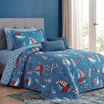 kit cobre-leito solteiro appel kids barquinhos 160x220cm (mp)