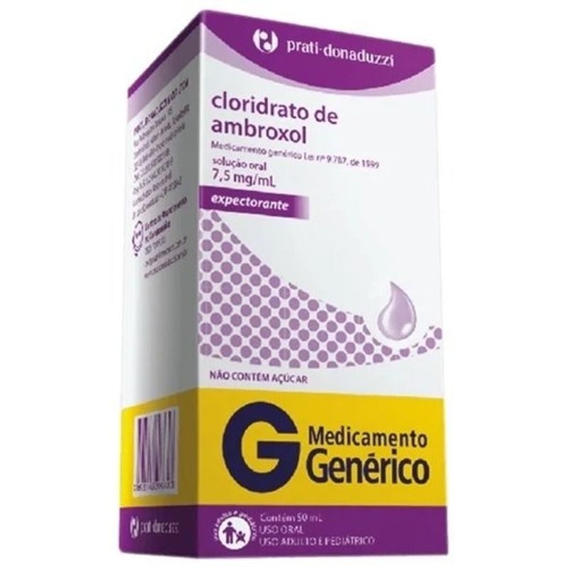 cloridrato de ambroxol 7,5mg/ml 50ml solução oral gotas prati donaduzzi