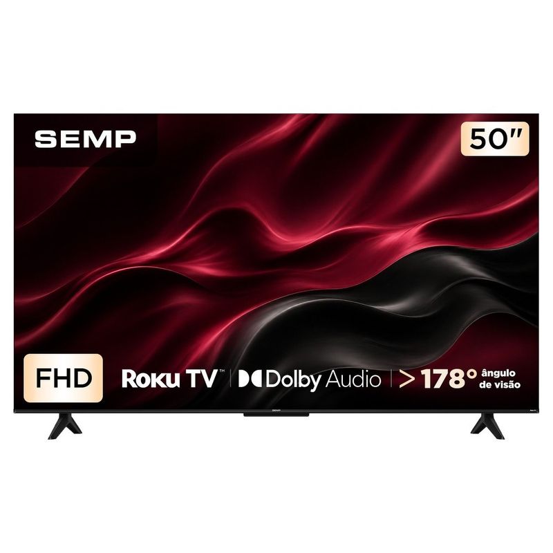 smart tv fhd 50" semp roku tv com wi-fi dolby áudio 50s42r