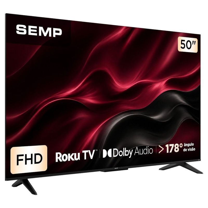 smart tv fhd 50" semp roku tv com wi-fi dolby áudio 50s42r