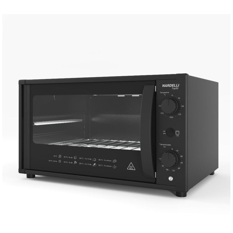 forno elétrico de bancada 50 litros nardelli top50 127v preto