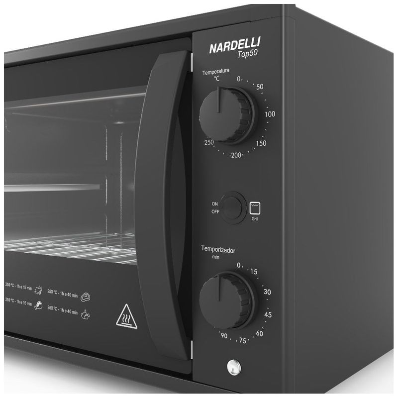forno elétrico de bancada 50 litros nardelli top50 127v preto