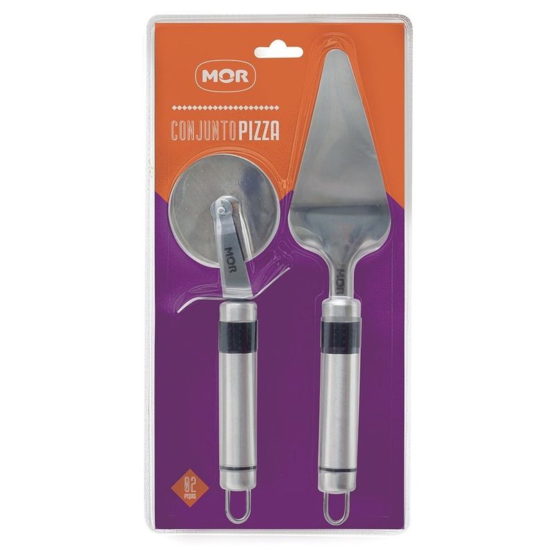 conjunto 2 peças pizza mor 3325 inox
