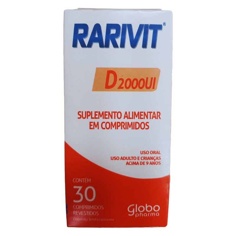 rarivit d 2000ui 30 comprimidos revestidos suplemento alimentar globo