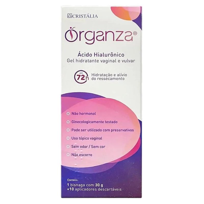 organza ácido hialurônico gel hidratante íntimo vaginal e vulvar 30g + 10 aplicadores cristália