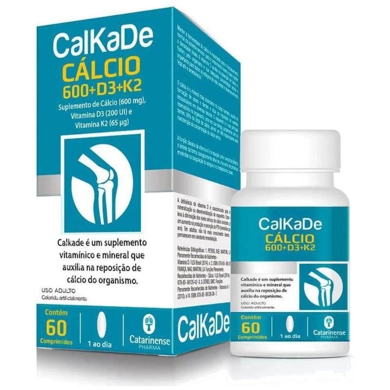 suplemento alimentar calkade 600mg + 200ui + 65mg 60 comprimidos catarinense pharma