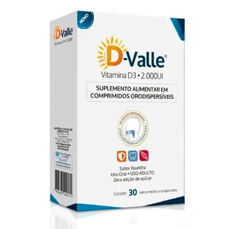 suplemento alimentar d-valle vitamina d3 2000ui 30 comprimidos orodispersíveis dovalle