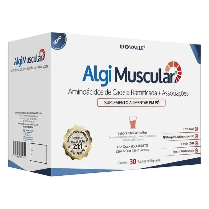 algi muscular aminoácidos de cadeia ramificada e associações 30 sachês 5g cada dovalle
