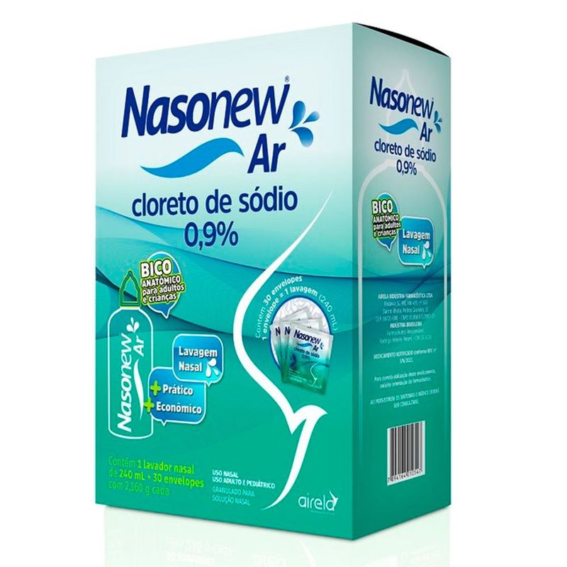 nasonew ar cloreto de sódio 0,9% solução nasal 1 frasco de 240ml + 30 envelopes airela
