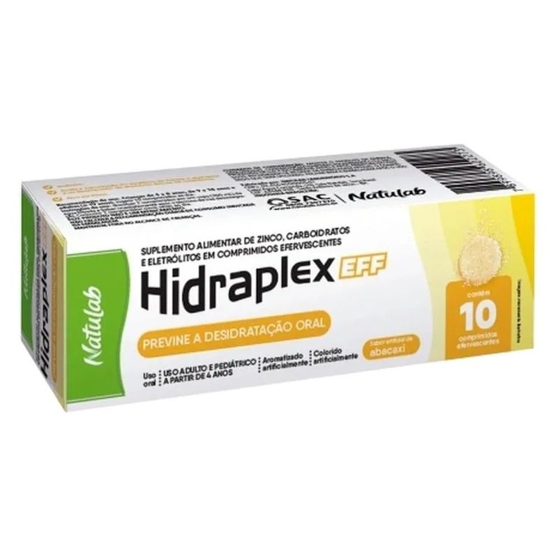 hidraplex eff 10 comprimidos efervescentes suplemento alimentar sabor abacaxi natulab