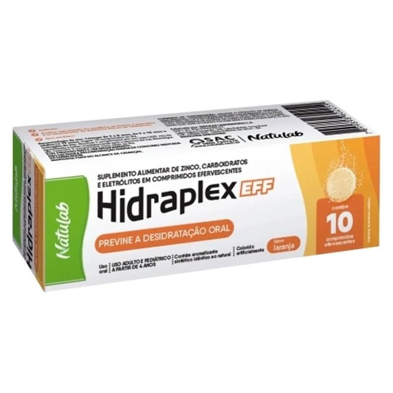 hidraplex eff 10 comprimidos efervescentes suplemento alimentar sabor laranja natulab