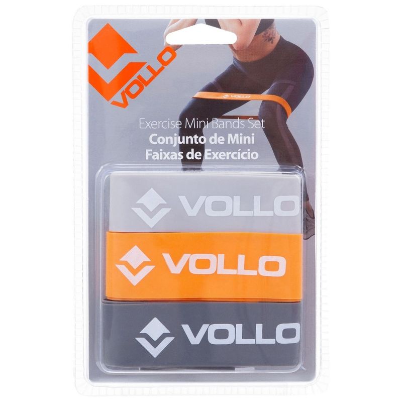 conjunto 3 peças mini faixas de exercício vollo vp1007