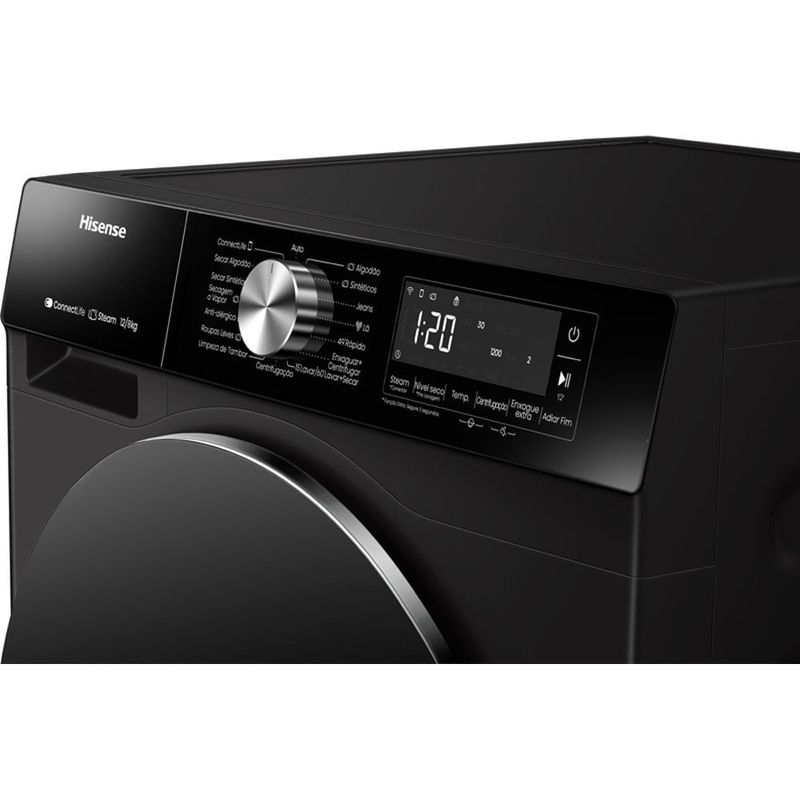 lava e seca hisense lavagem 12kg e secagem 8kg 3s preto wd3s1243bb1 (id)