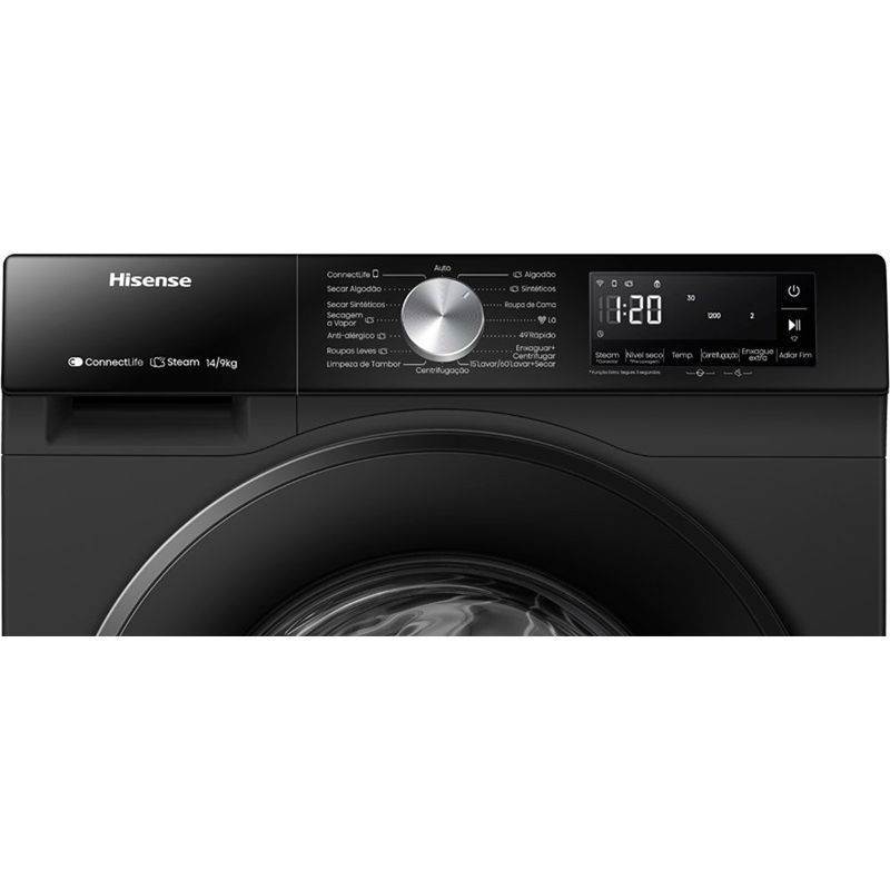 lava e seca hisense lavagem 14kg e secagem 9kg 3s preto wd3s1443bb1 (id)