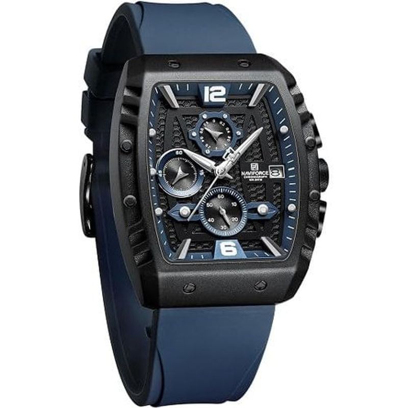 relógio masculino naviforce analógico azul/preto nf8025-bbebe a-bi