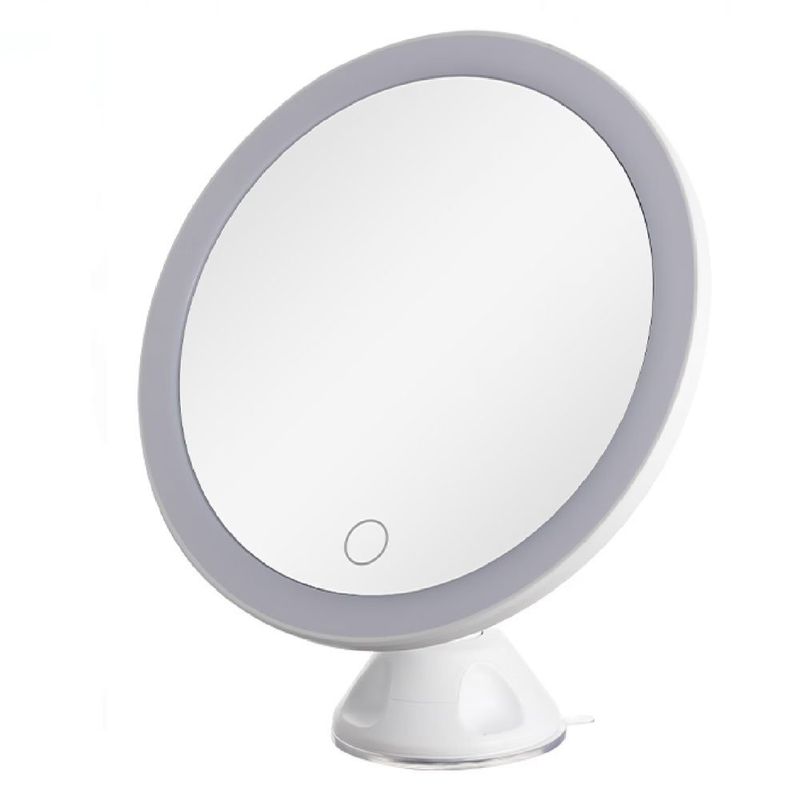 espelho de mesa cowin com led rotação 360° aumento de 10x controle por sensor de toque branco w-bi