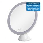 espelho de mesa cowin com led rotação 360° aumento de 10x controle por sensor de toque branco w-bi