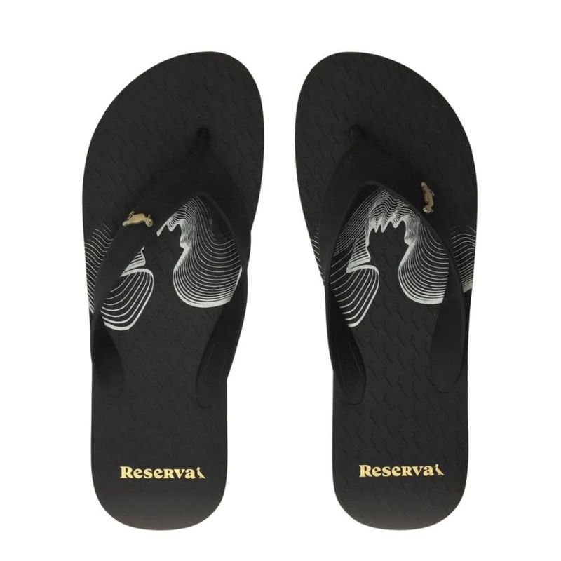 chinelo masculino n°43/44 reserva pica pau wave preto dourado (mp)