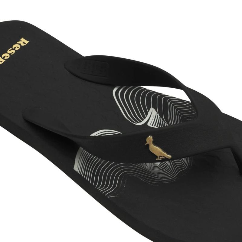 chinelo masculino n°39/40 reserva pica pau wave preto dourado (mp)
