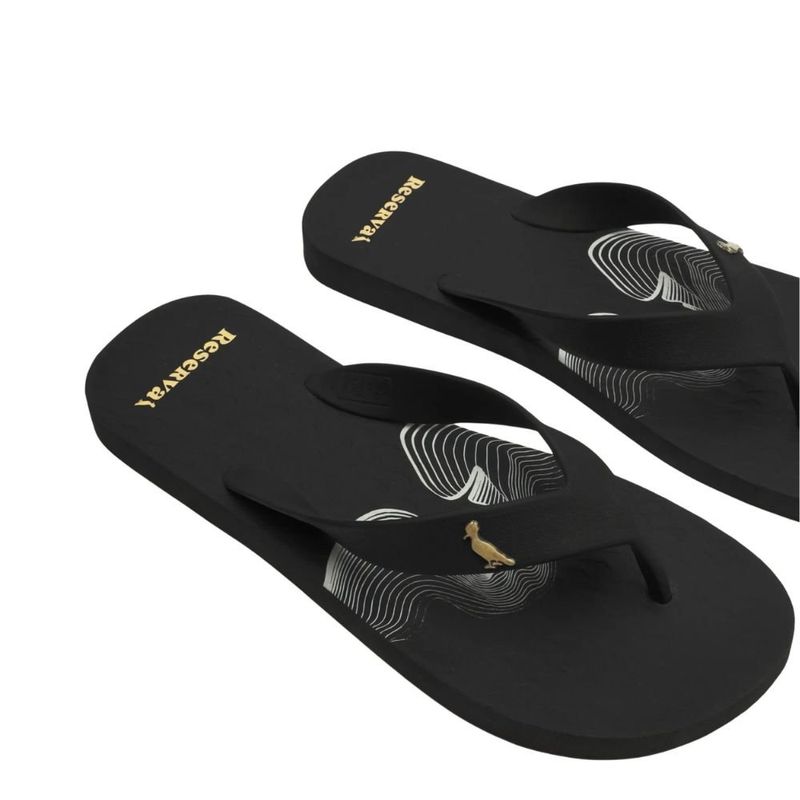 chinelo masculino n°39/40 reserva pica pau wave preto dourado (mp)