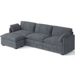 estofado 3 lugares com chaise formato l 2,79m lofka cinza w-bi