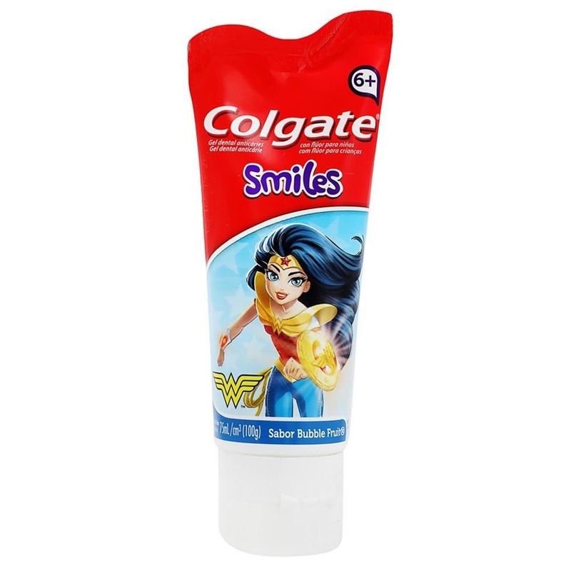 creme dental colgate smiles batman e mulher maravilha 100g
