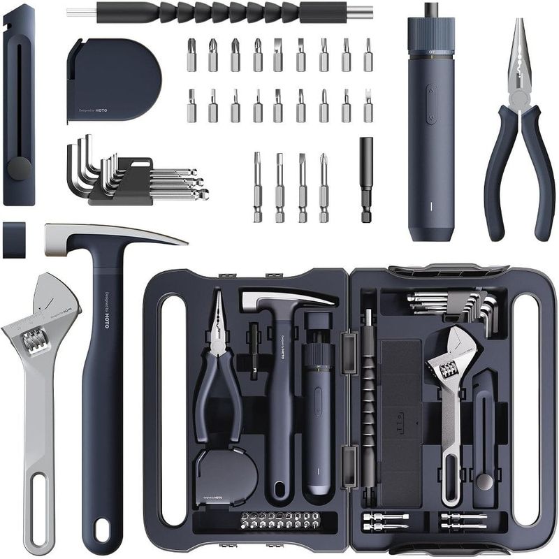 kit ferramentas com parafusadeira elétrica 40 peças hoto 3 níveis de torque azul a-bi