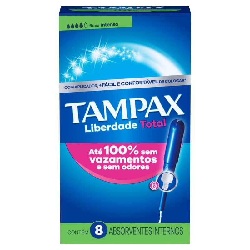 absorvente interno tampax fluxo intenso 8 unidades