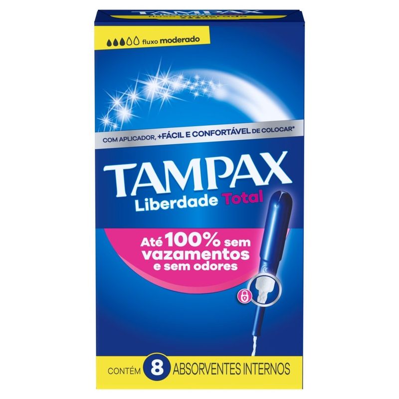 absorvente interno tampax fluxo moderado 8 unidades
