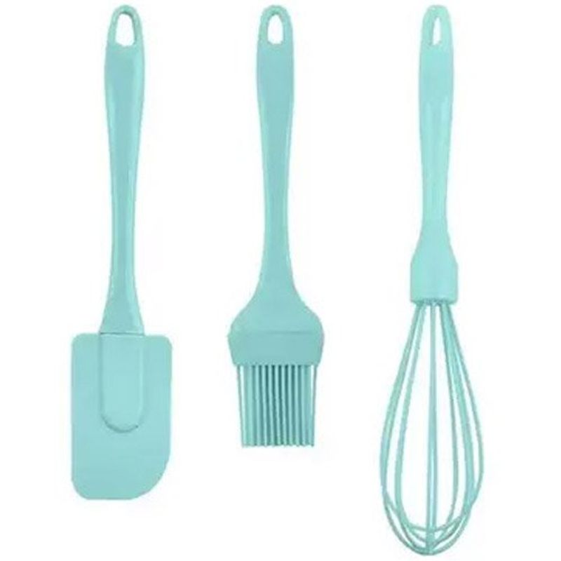 conjunto de 3 peças espátulas mu silicone verde e-bi
