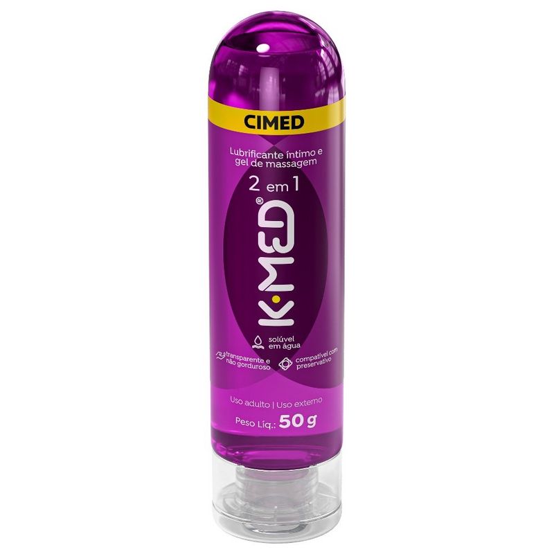 lubrificante íntimo e gel de massagem k-med 2 em 1 50g