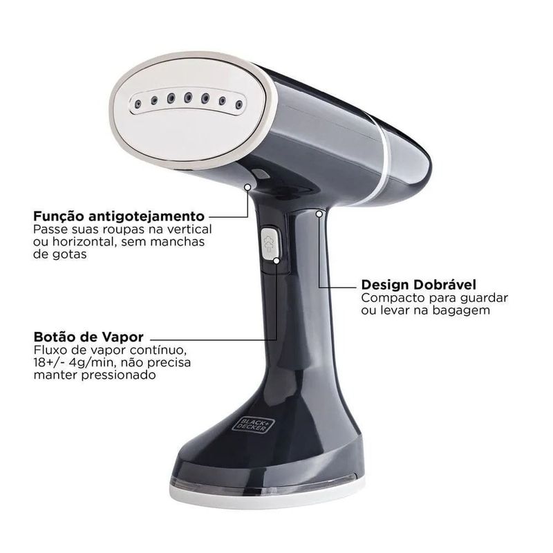 vaporizador portátil black+decker 3 em 1 preto bdv3100-br