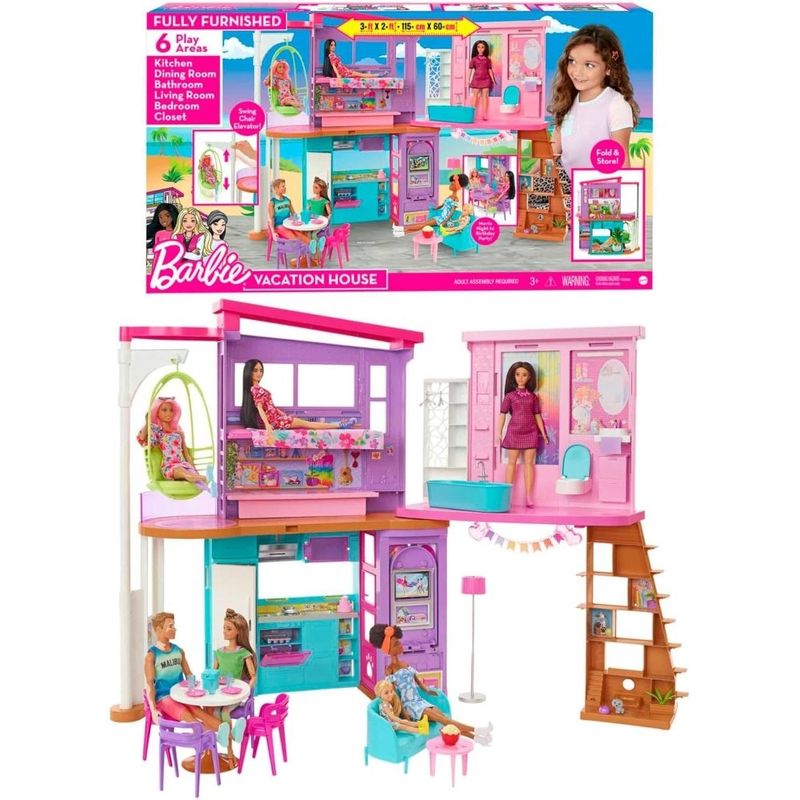 casa de bonecas barbie malibu 2 andares rosa hcd50