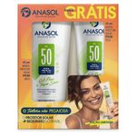 kit protetor solar anasol oil free e toque seco fps50 200g + 120g