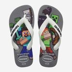 sandália havaianas kids minecraft cinza aço branco 41-42