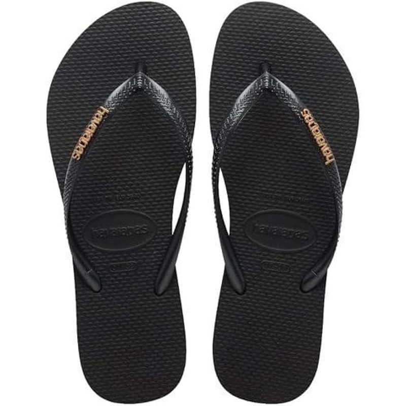 sandália havaianas slim logo metallic dark 41-42