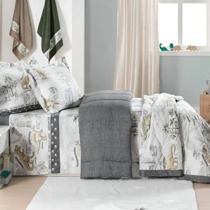 jogo de cama casal 4 peças karsten dinossauros 220x240cm (mp)