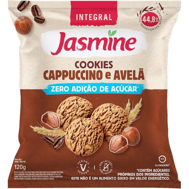 cookies integral jasmine cappuccino e avelã zero açúcar 120g