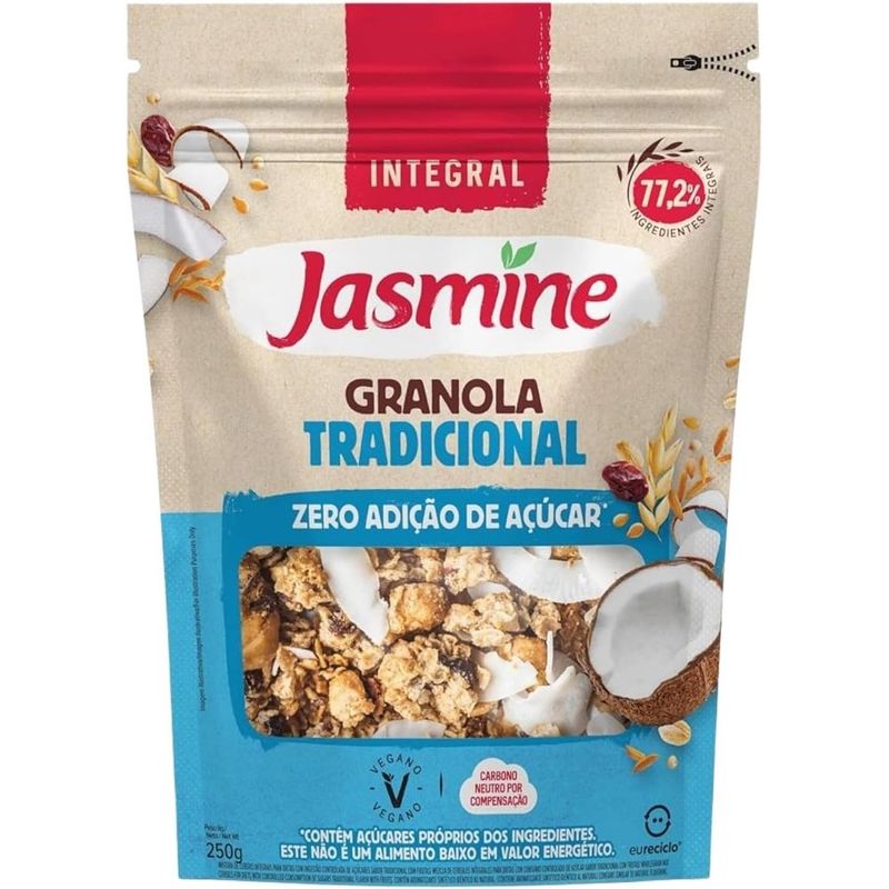 granola integral jasmine tradicional zero açúcar 250g