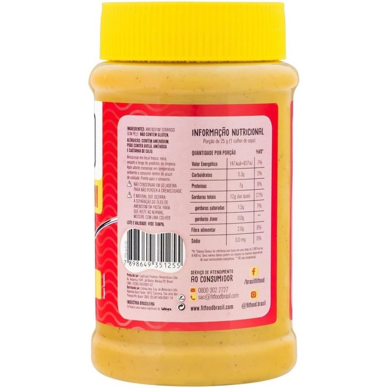 pasta de amendoim integral fit food cremosa 450g
