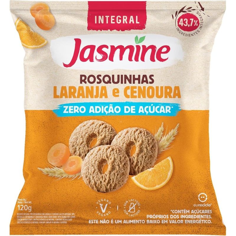 rosquinha integral jasmine laranja e cenoura zero açúcar 120g