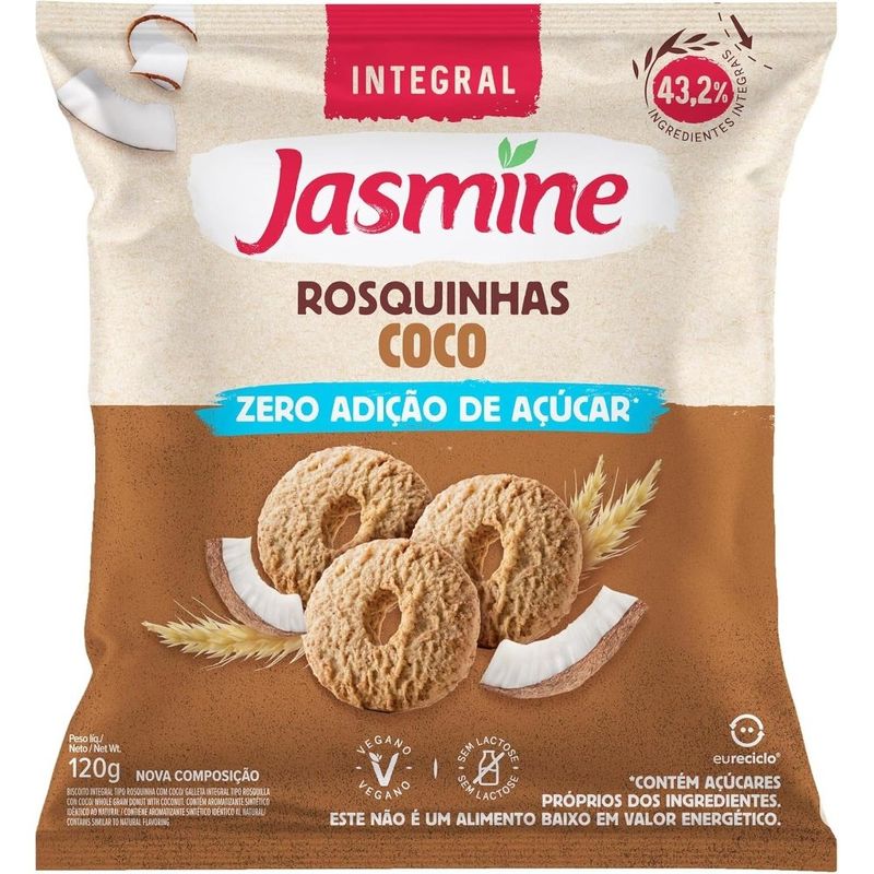 rosquinha integral jasmine coco zero açúcar 120g