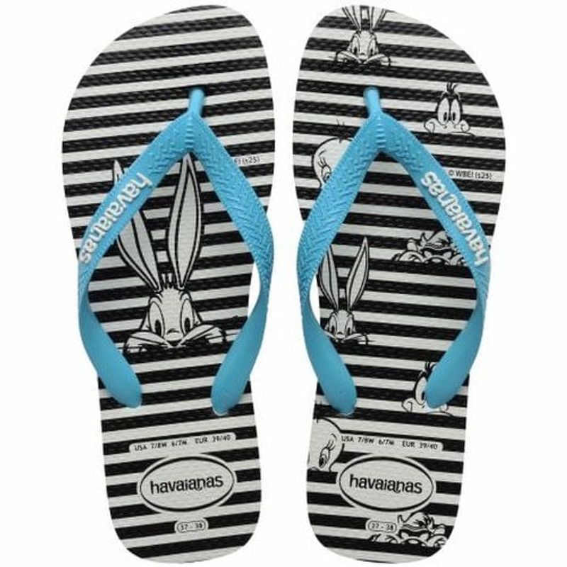 sandália havaianas top warner logo branco azul 43-44 exc